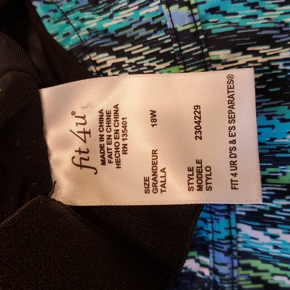 Fit 4 U Blue and Green Patterned Tankini Top, Size 18W - Picture 7 of 12